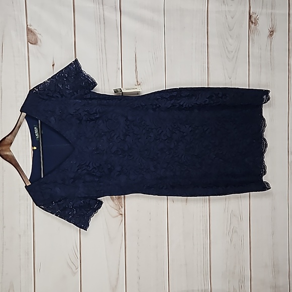NWT Lauren Ralph Lauren Navy Blue Lace Overlay Dress - Size 6 - threedaughtersproperties.com NWT Lauren Ralph Lauren Navy Blue Lace Overlay Dress - Size 6 - threedaughtersproperties.com